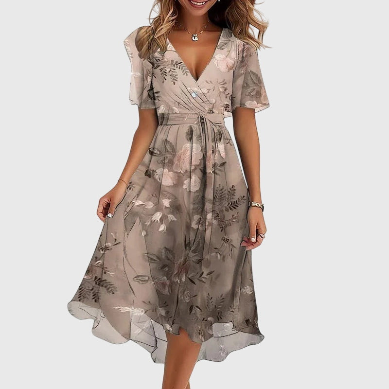 Calista | Vibrant Floral Chic Midi Dress