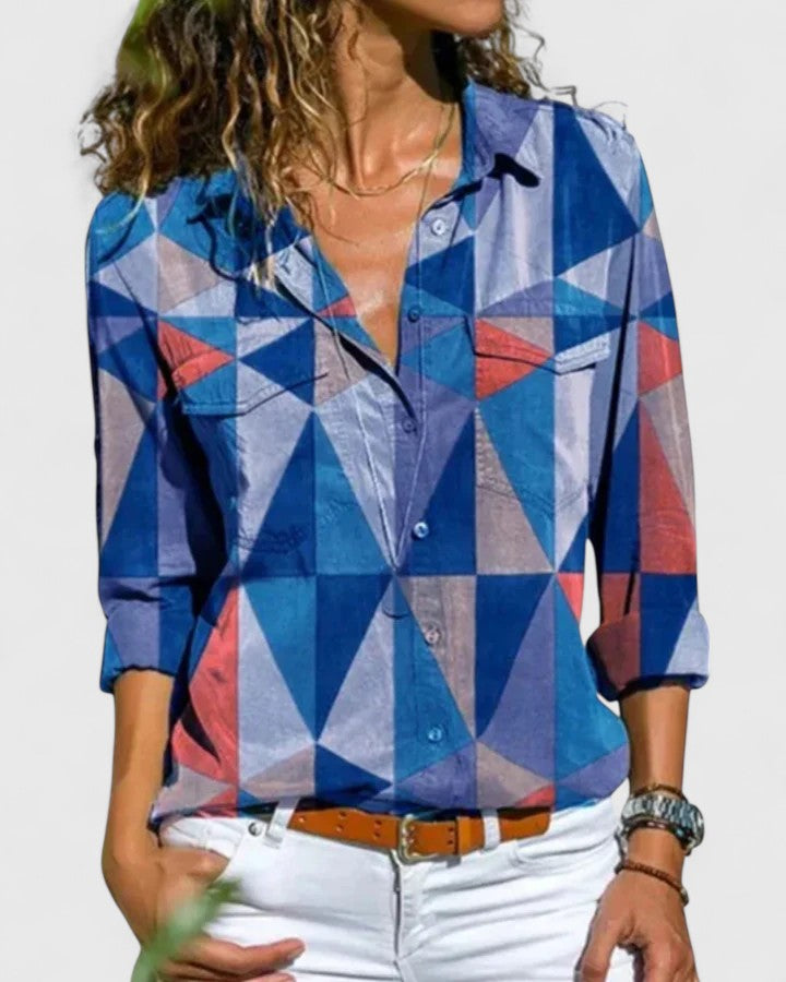 Calista | Vibrant Striped Elegant Blouse