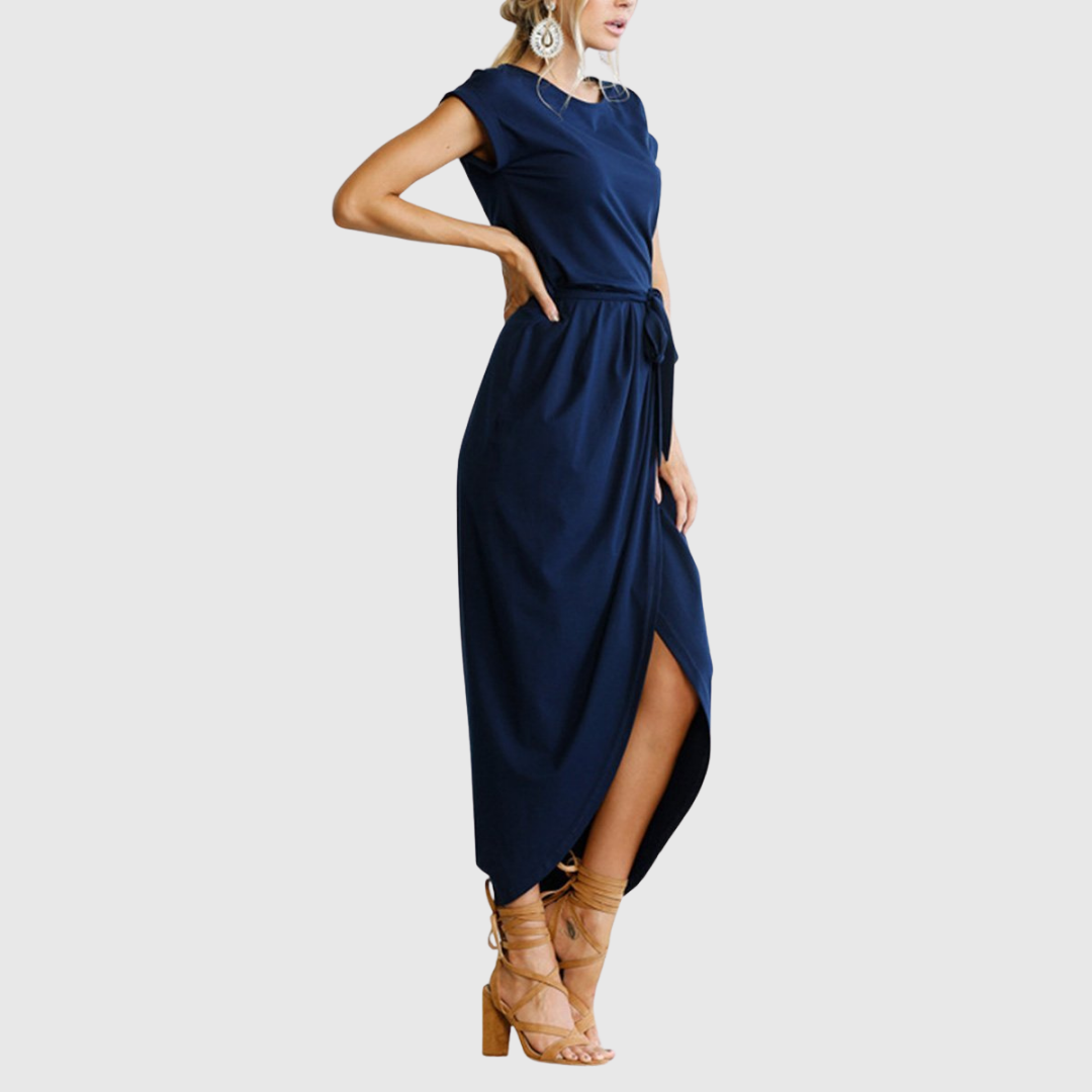 Calantha | Elegant Grey Casual Midi Dress