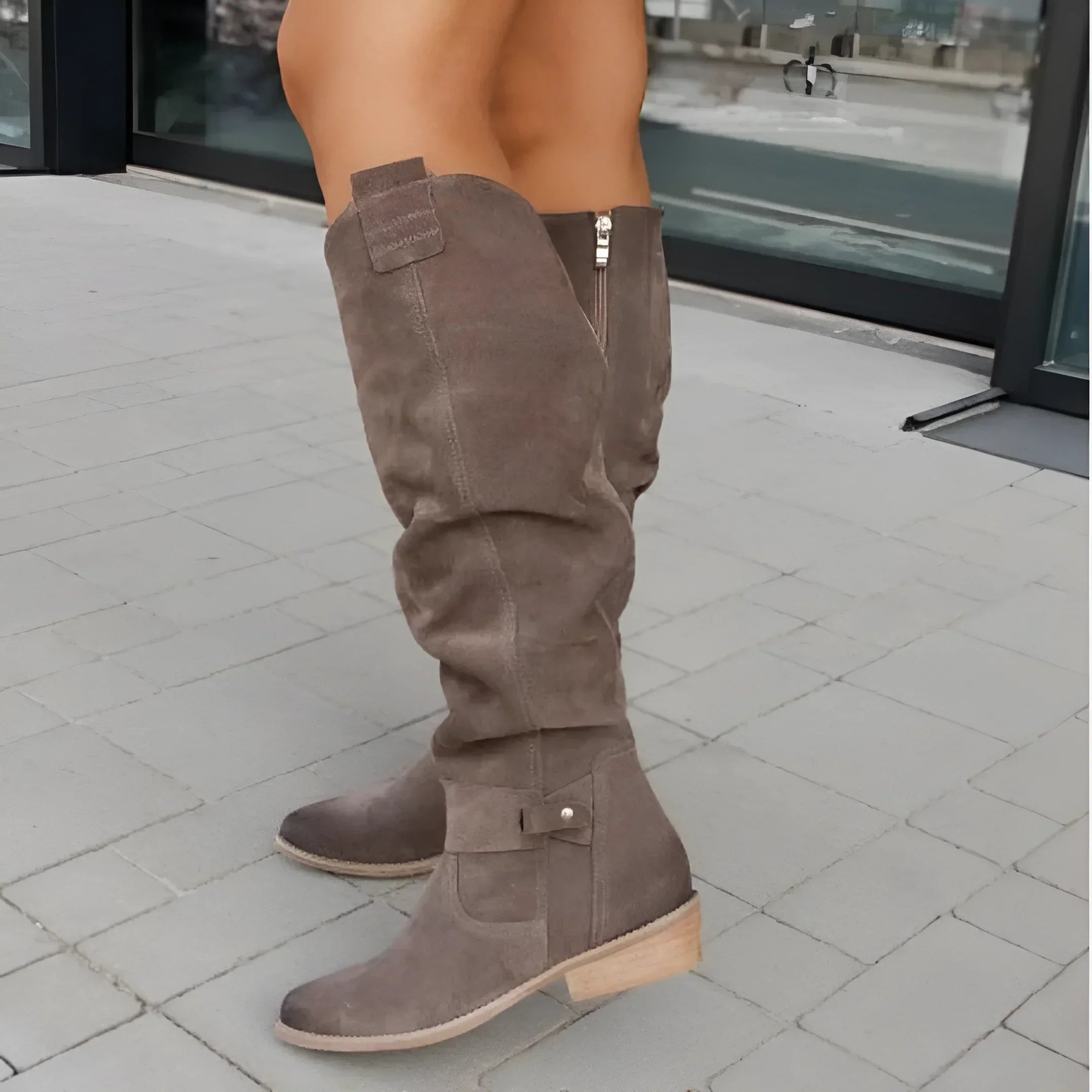 Alethea | Luxury Black Suede Knee Boots