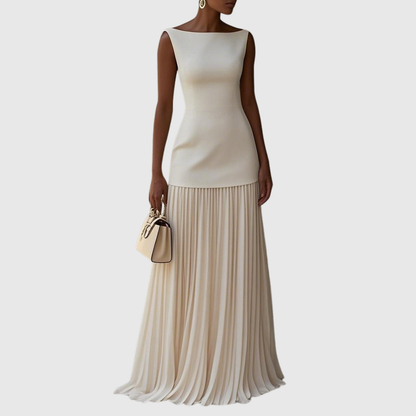 Calantha | Elegant Light Blue Sleeveless Dress With Flowing Pleats