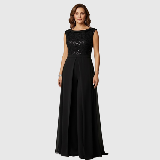 Calista | Elegant Black Sleeveless Jumpsuit Dress