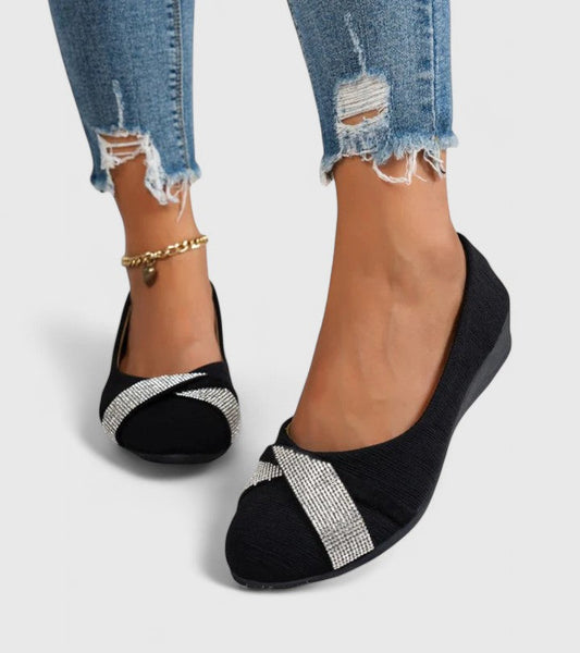 Alethea | Black Rhinestone Embellished Orthopedic Shoes