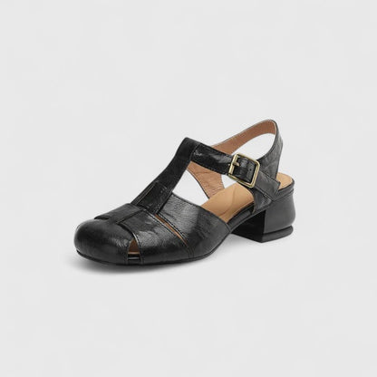 Black Leather Elegant Sandals