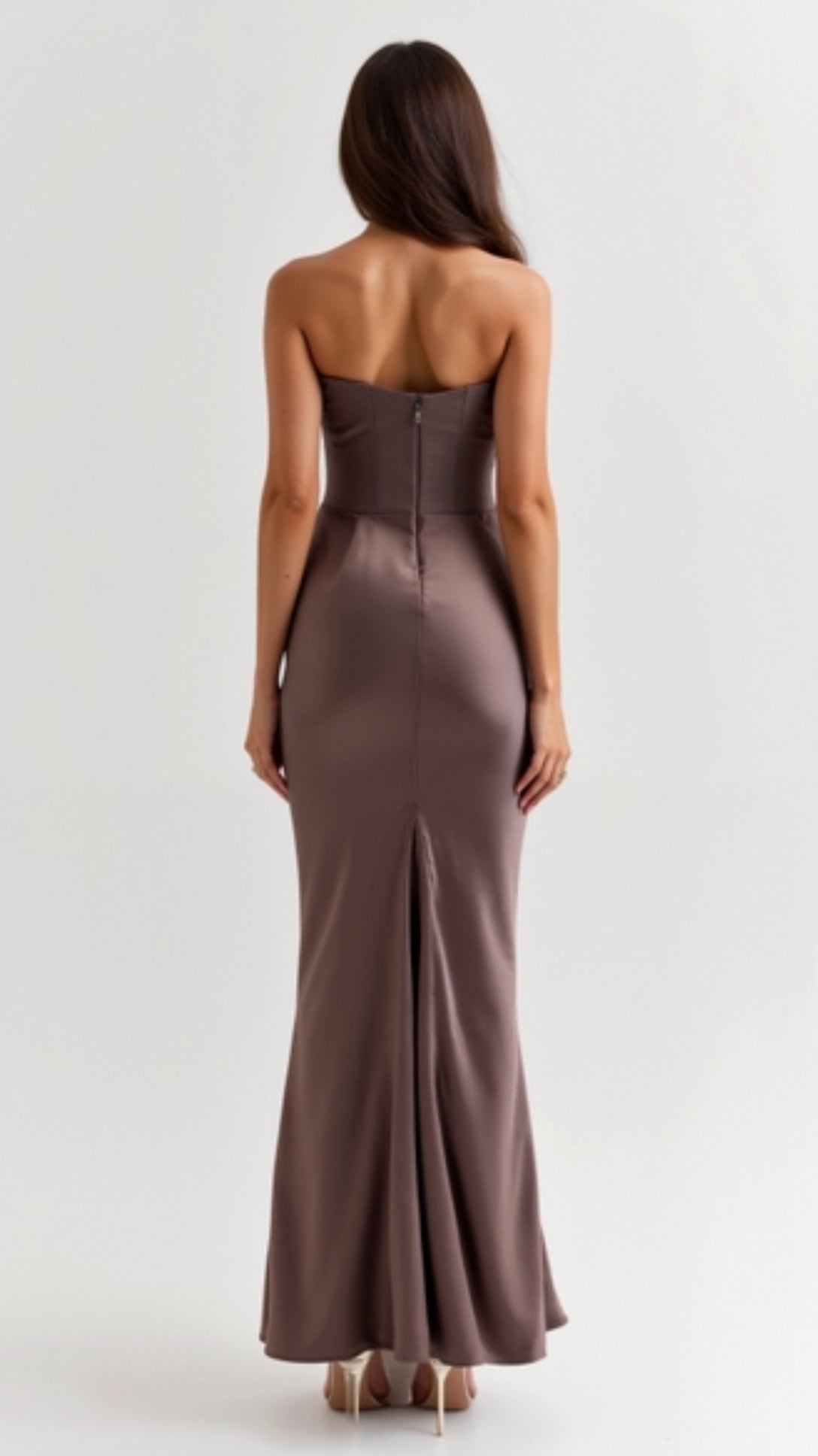 Astrid | Elegant Women's Wedding Guest Column Maxi Dress in Black Satin