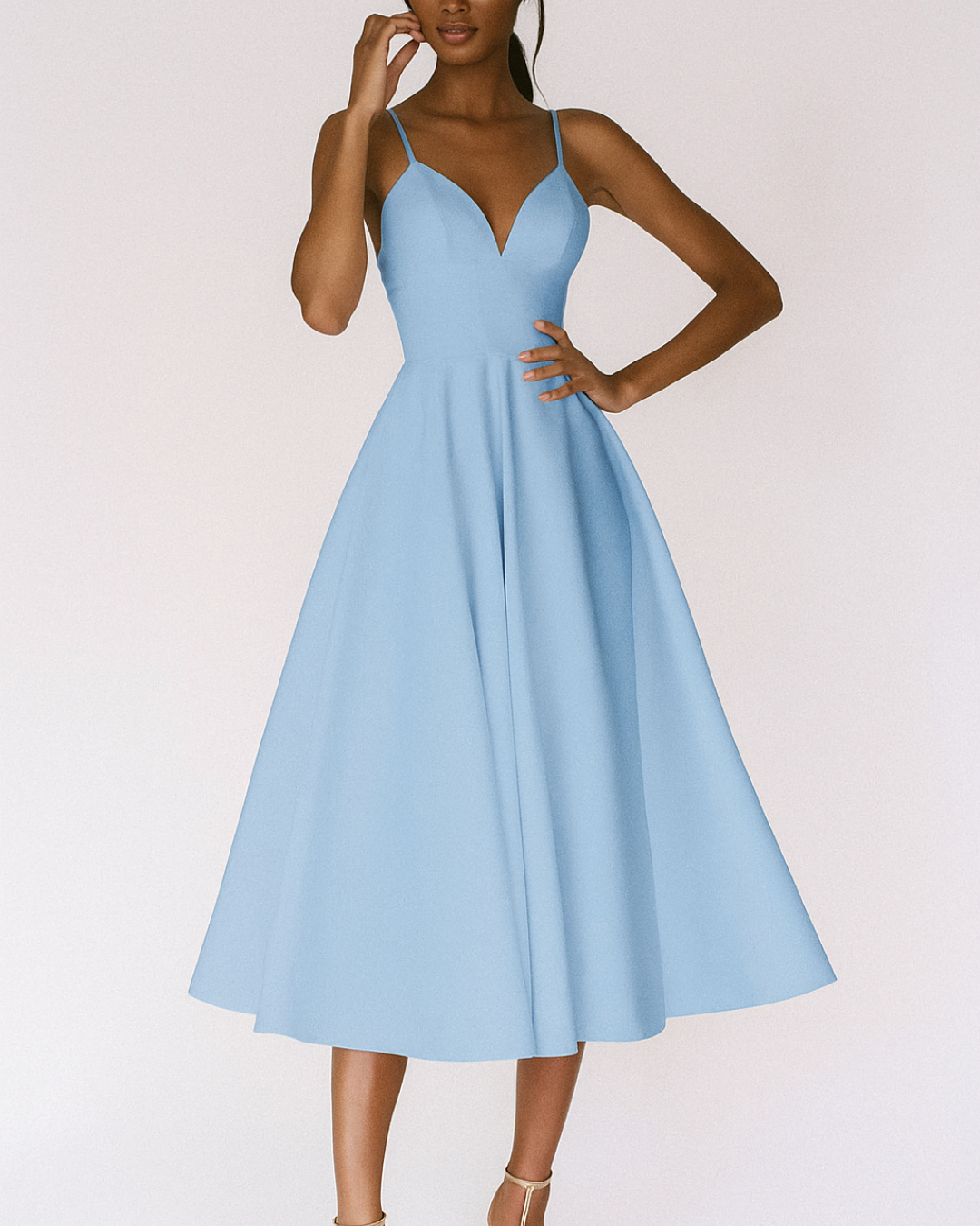 Astrid | Elegant White Women Wedding Guest Strappy Midi Dress