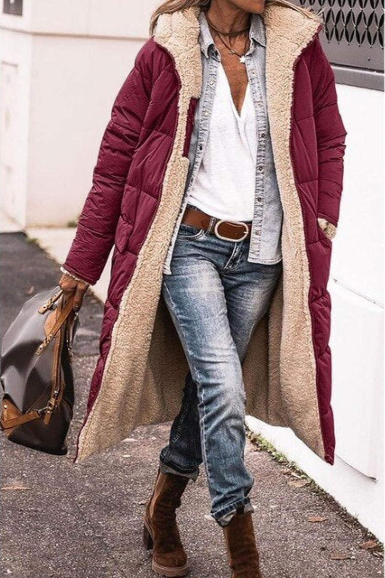 Astrid | Elegant Reversible Shearling Coat in Brown