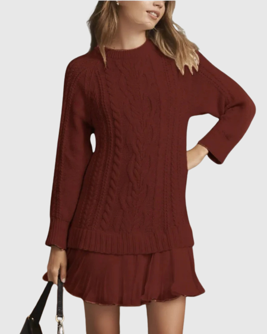 Astrid | Cream Cable Classic Sweater Dress
