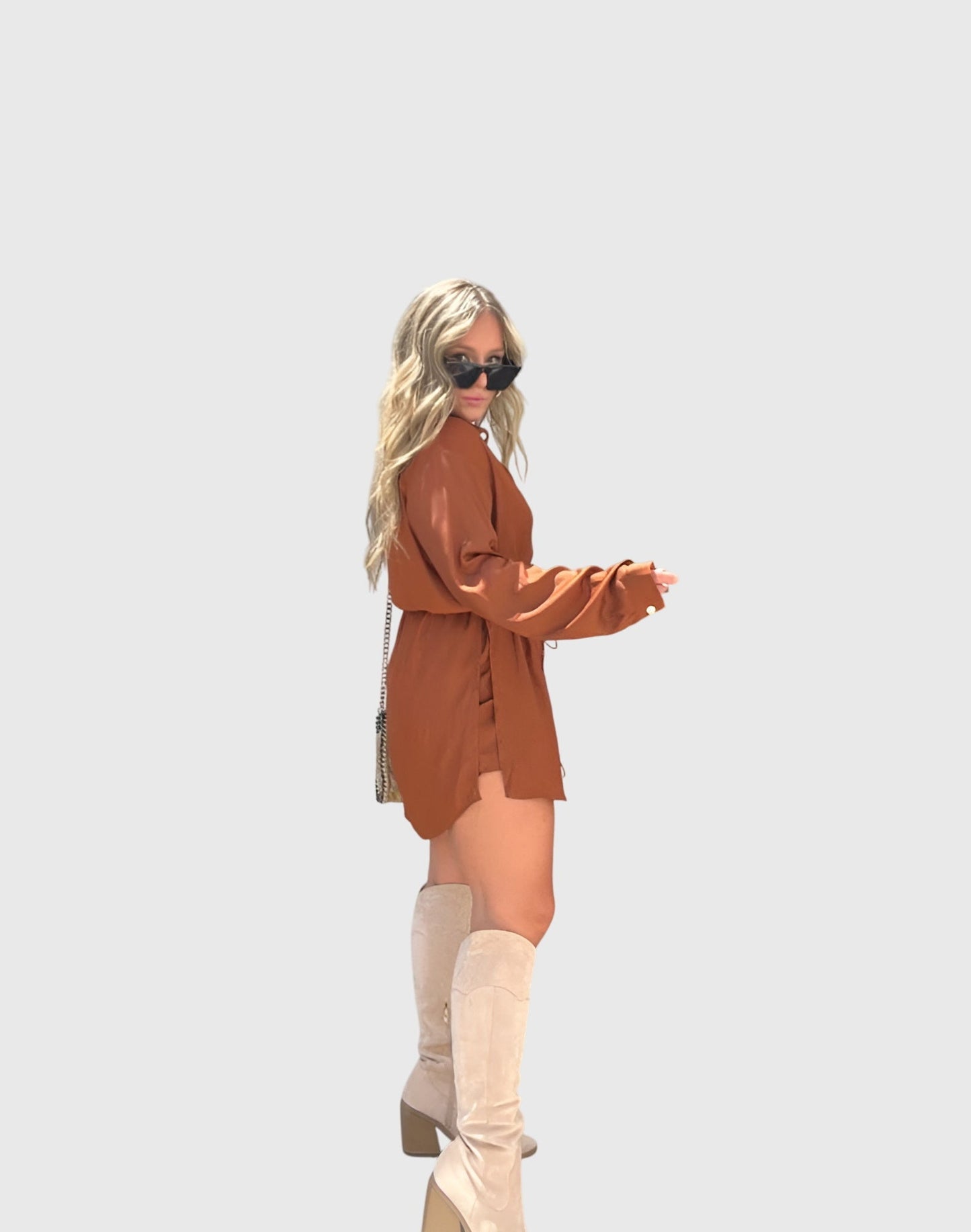 Aurora | Elegant Romper Dress in Burgundy