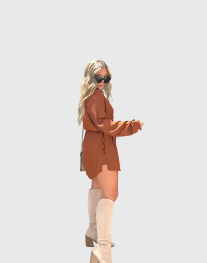Astrid | Maroon Elegant Romper Dress