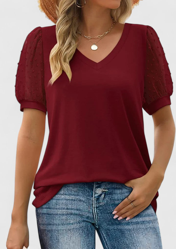Calanthe | Elegant Gray Comfortable V-Neck Top