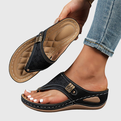Calista | Brown Beaded Comfortable Sandals