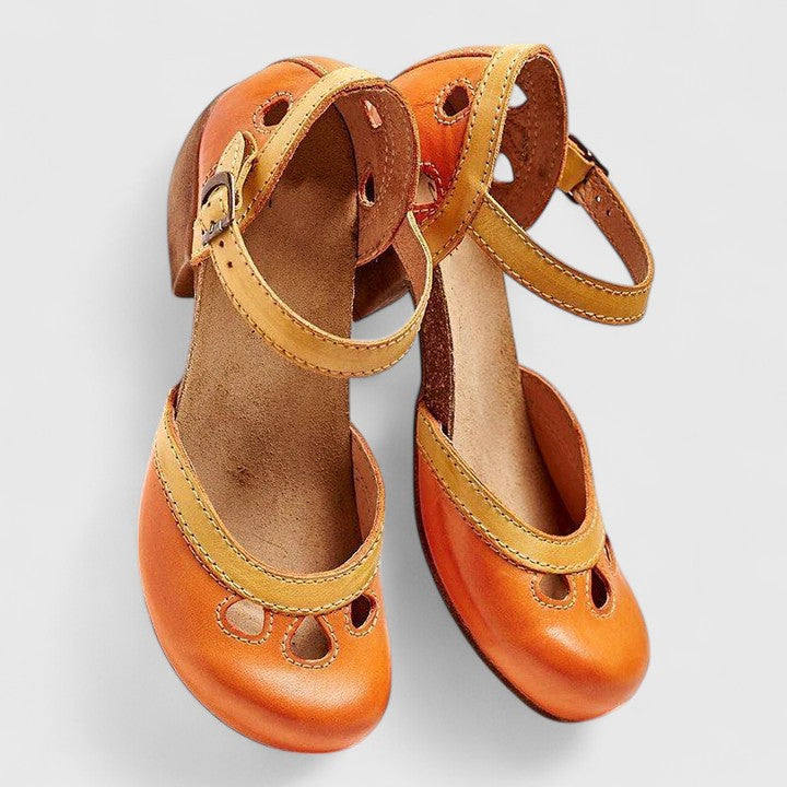 Aurora | Luxury Orange Leather Orthopedic Sandals