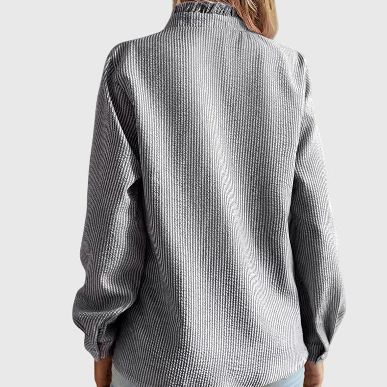 Alethea | Soft Blue Elegant Blouse with Ruffle