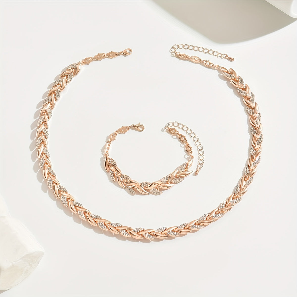 Calanta | Rose Gold Rhinestone Fish Tail Set