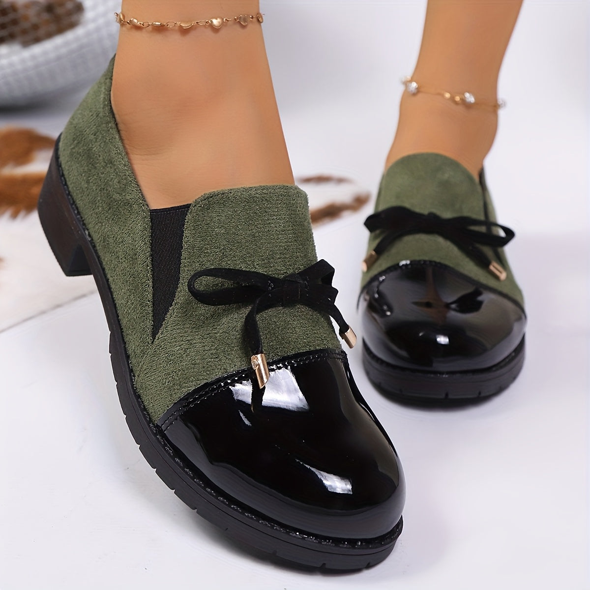 Kaida | Elegant Black Loafers with Gold Accents