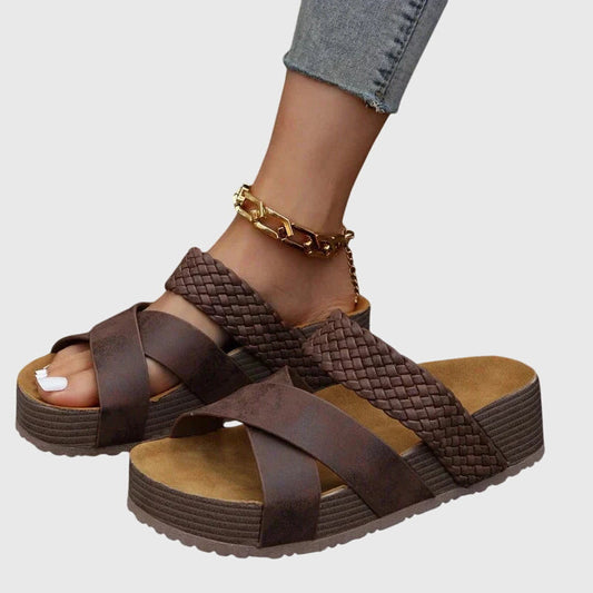 Aurelia | Brown Woven Orthopedic Sandals