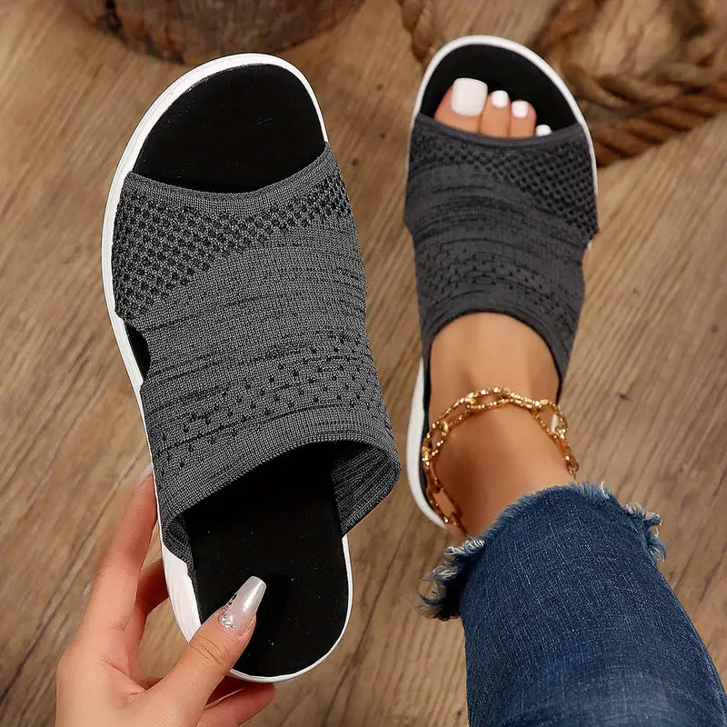 Evelyne | Women's Orthopedic Navy Blue Slip On Slide Sandals