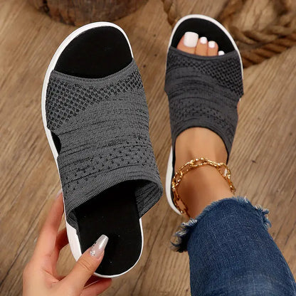 Evelyne | Women's Orthopedic Navy Blue Slip On Slide Sandals