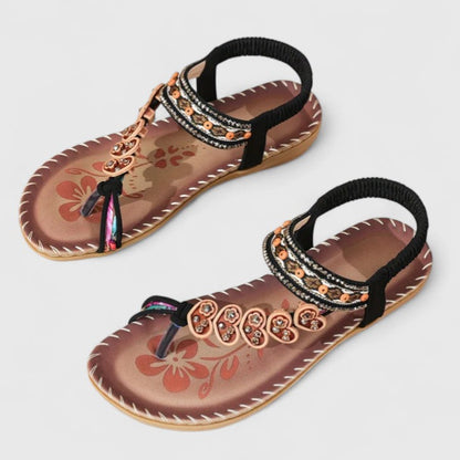 Calantha | Exquisite Black Embellished Elegant Sandals