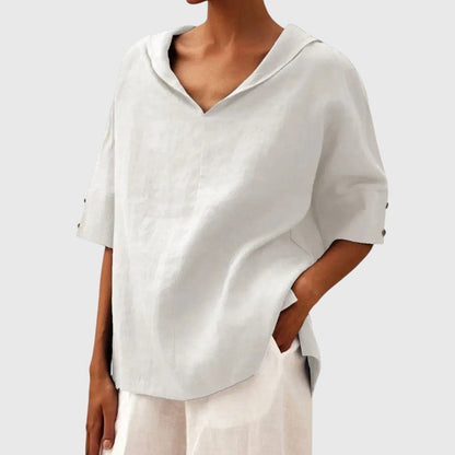 Kalliope | Blouse - Burnt Orange Linen