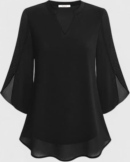 Calantha | Teal Comfortable Blouse with Flared Sleeves