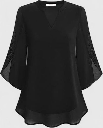 Calantha | Teal Comfortable Blouse with Flared Sleeves