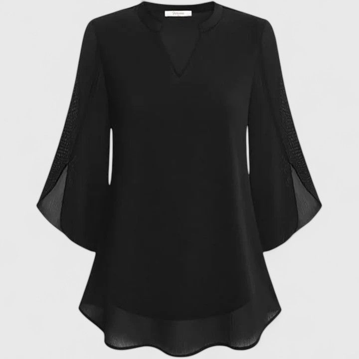 Astrid | Black Sophisticated Blouse with Flared Sleeves