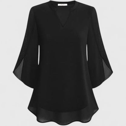 Astrid | Black Sophisticated Blouse with Flared Sleeves