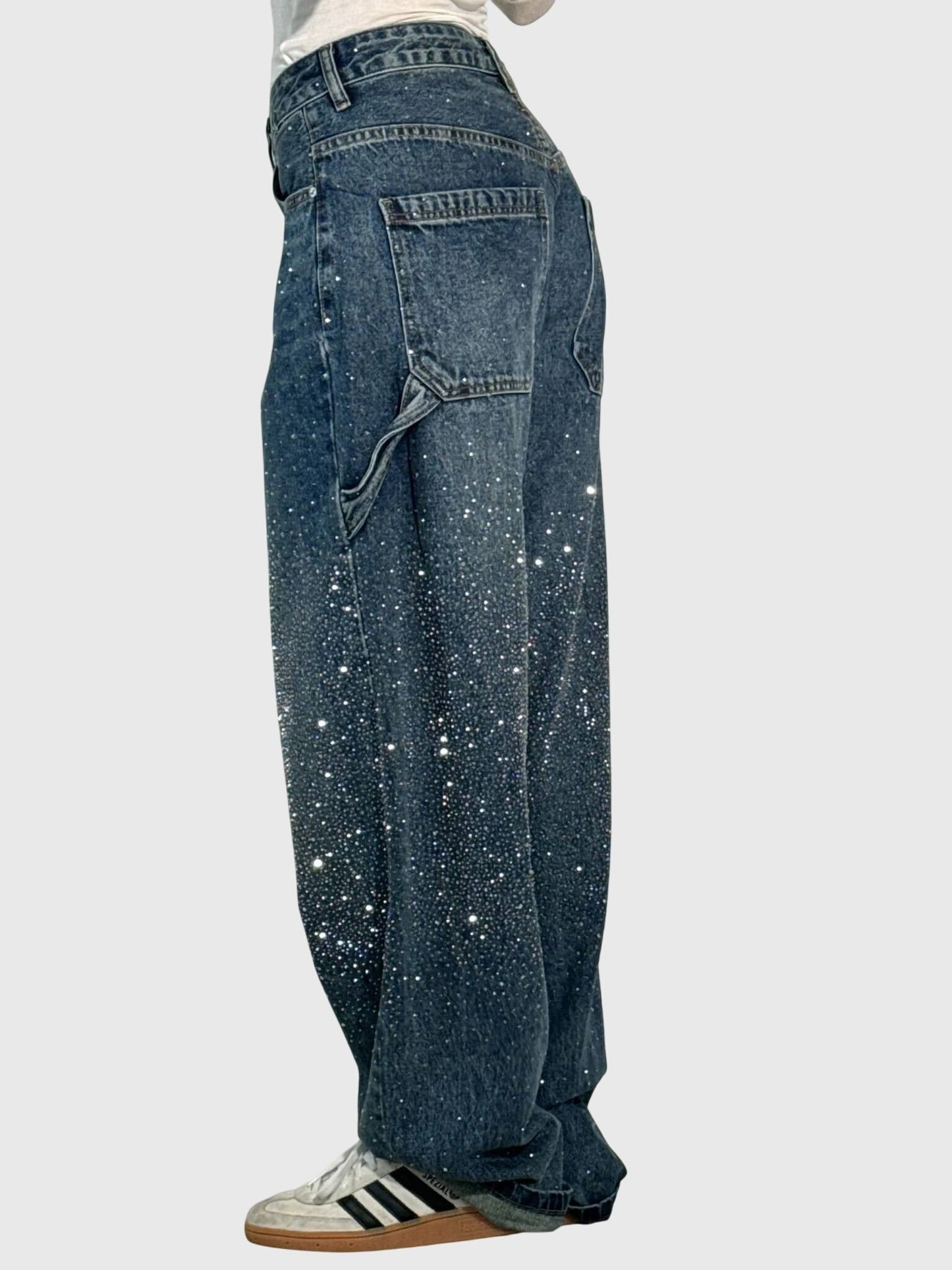 Astrid | Women’s Dark Blue Sparkle Diamond Denim Pants