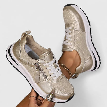 Calysta | Silver Elegant Shoes with Zipper