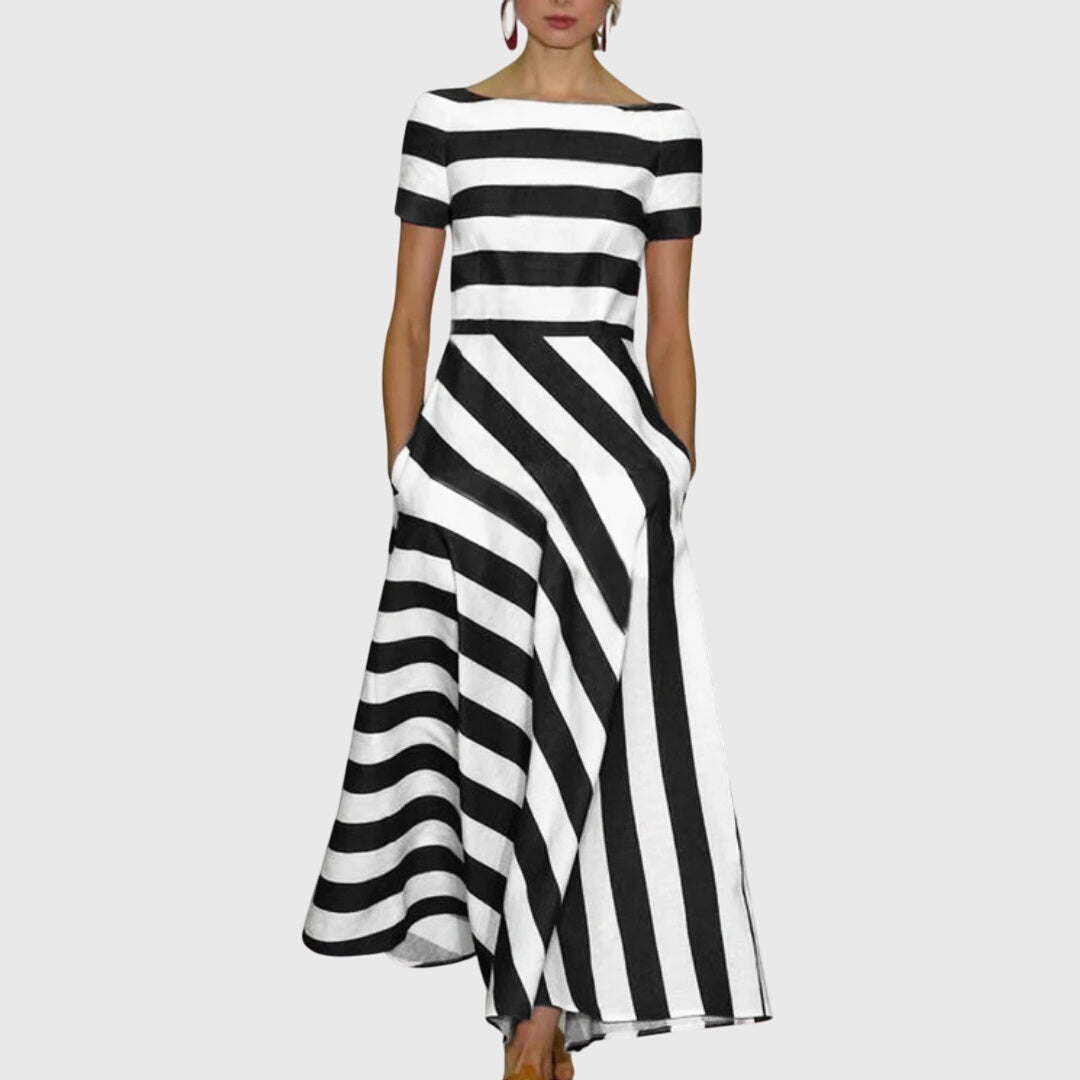 Alba | Striped Maxi Dress in Red and White