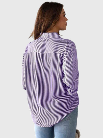 Calista | Striped Collared Neck Shirt