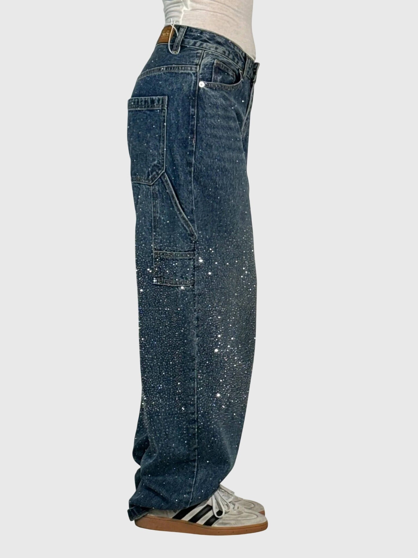 Astrid | Women’s Dark Blue Sparkle Diamond Denim Pants