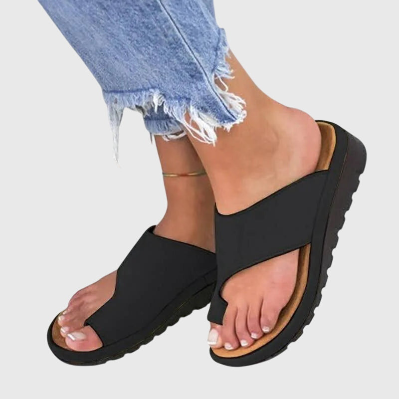 Astrid | Black Orthopedic Summer Sandals