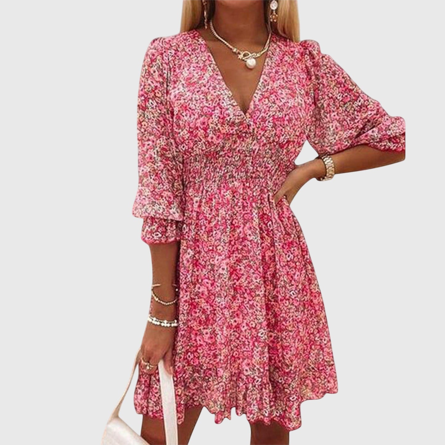 Calista | Blue Floral Puff Sleeve Dress