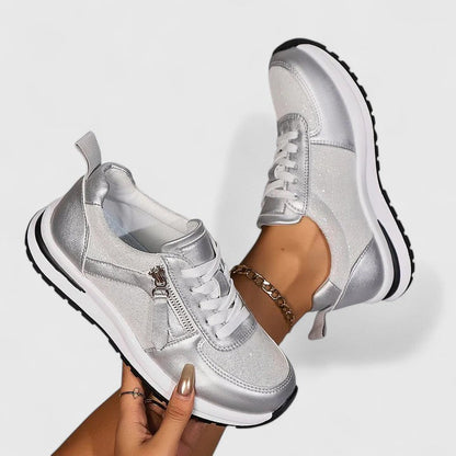 Calysta | Silver Elegant Shoes with Zipper