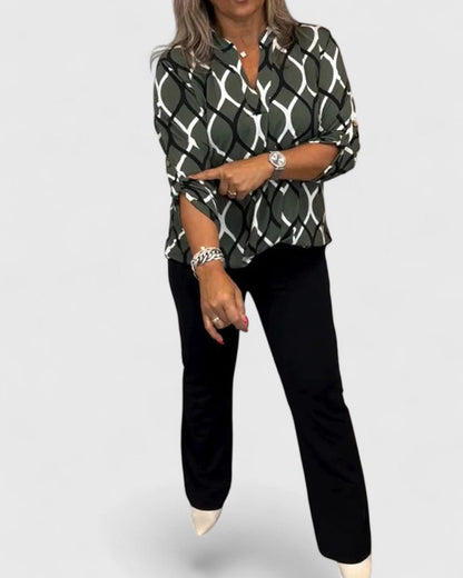 Alethea | Olive Green Sophisticated Blouse