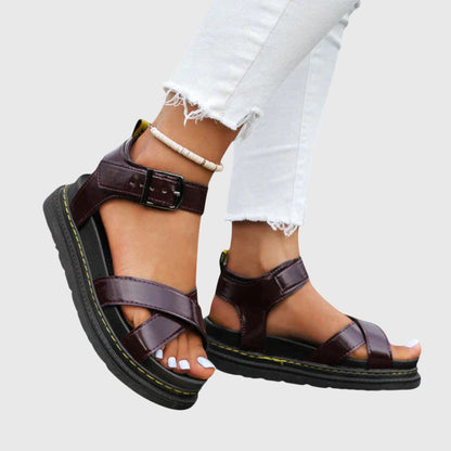 Alethea | Black Strappy Comfy Sandals