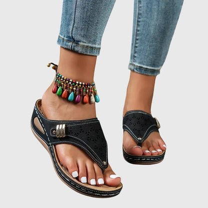 Alethea | Tan Perforated Orthopedic Sandals