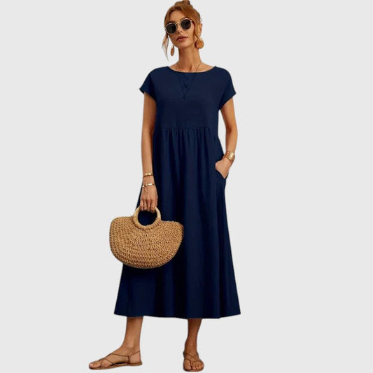 Calista | Elegant Navy Comfortable Midi Dress