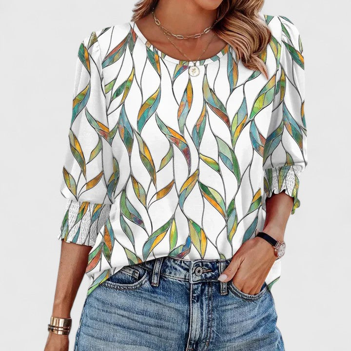 Calista | Elegant Smocked Top in White