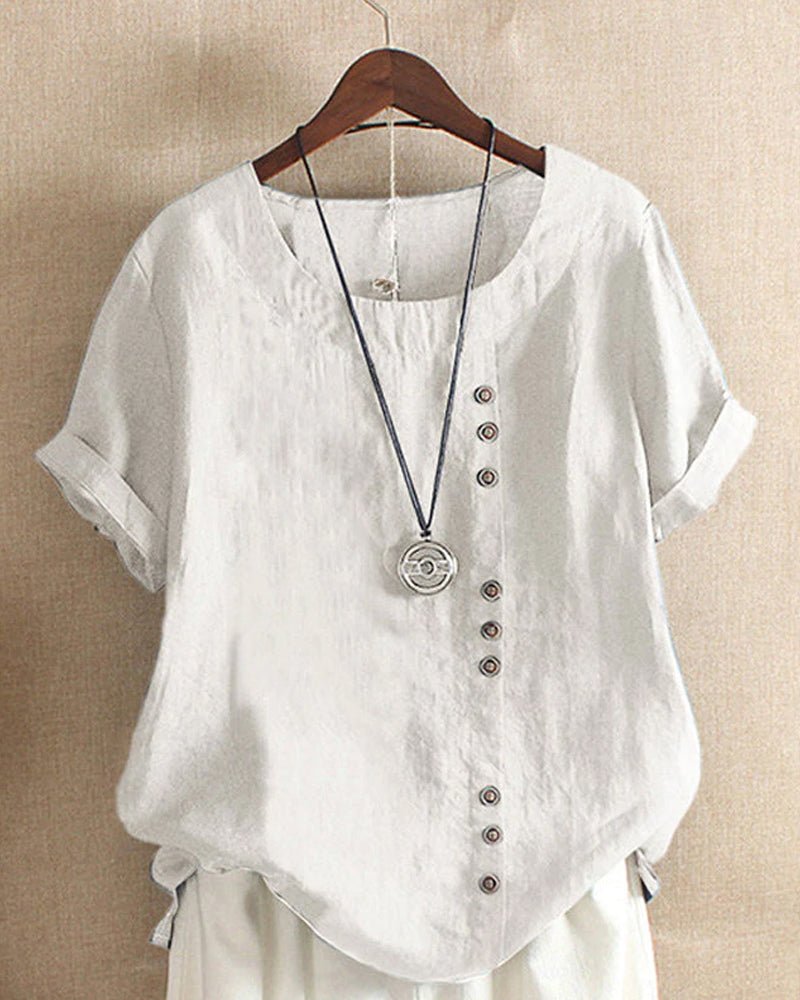 Willow | Blush Pink Women’s Casual Button Detail Linen Blouse