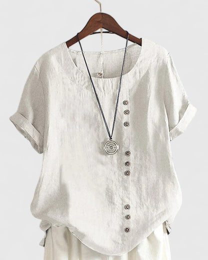 Calanthe | Blush Pink Comfortable Short Sleeve Blouse