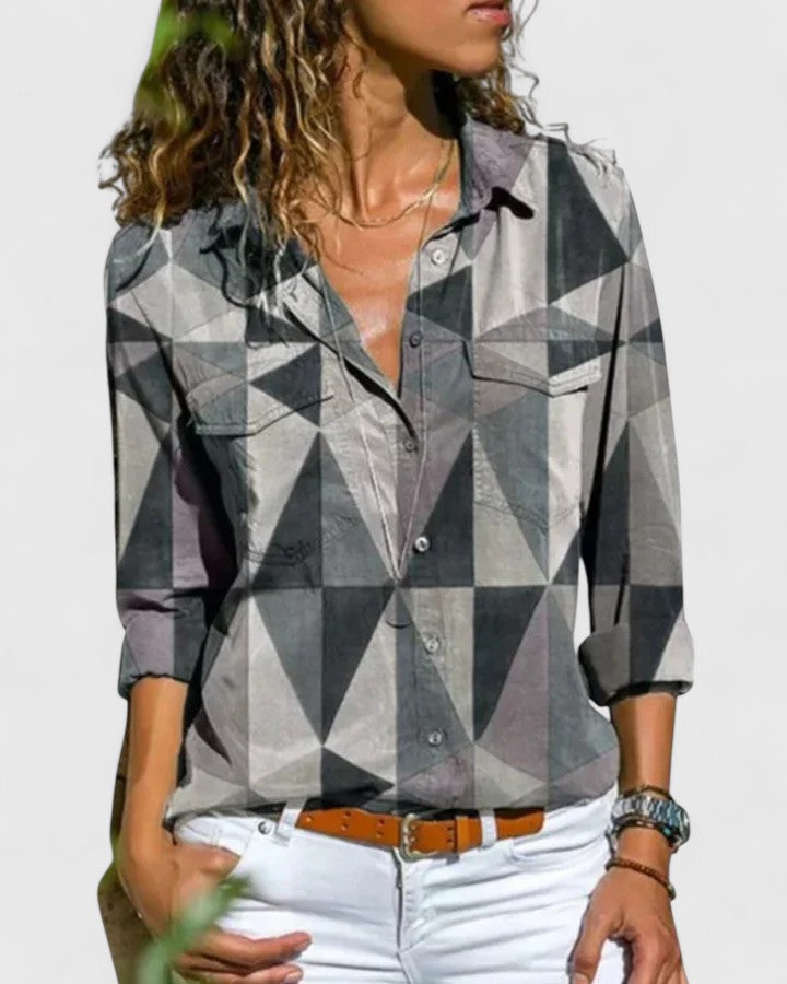 Calista | Vibrant Striped Elegant Blouse