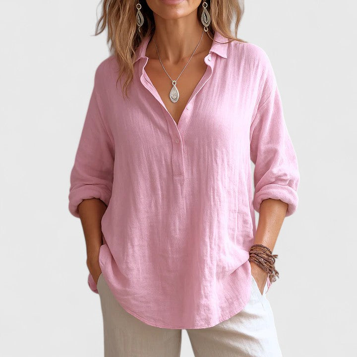Calista | Soft Pink Comfortable Linen Blouse