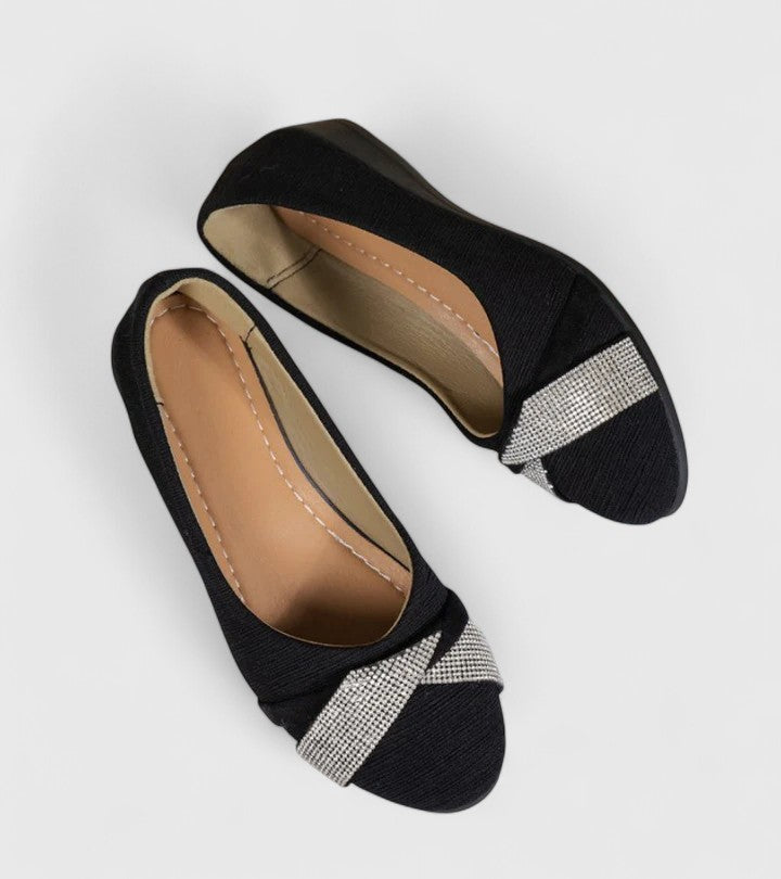 Alethea | Black Rhinestone Embellished Orthopedic Shoes
