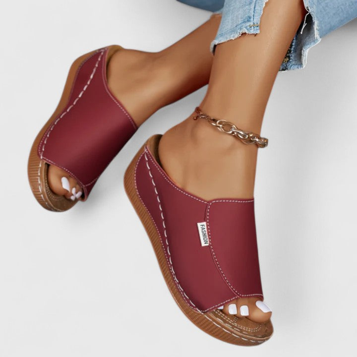 Aurelia | Light Blue Orthopedic Sandals with Wedge Heel