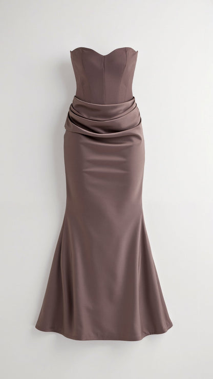 Astrid | Elegant Women's Wedding Guest Column Maxi Dress in Black Satin
