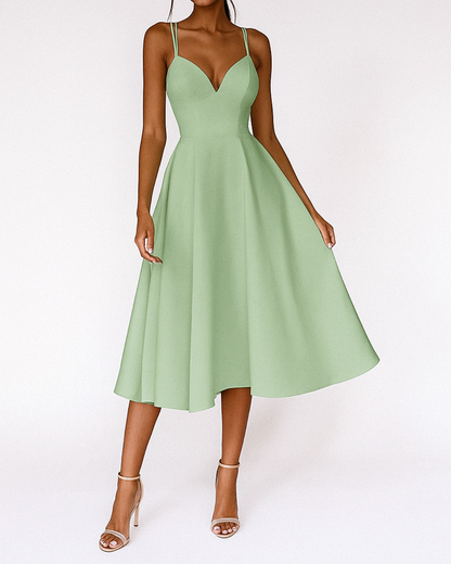 Astrid | Elegant White Women Wedding Guest Strappy Midi Dress